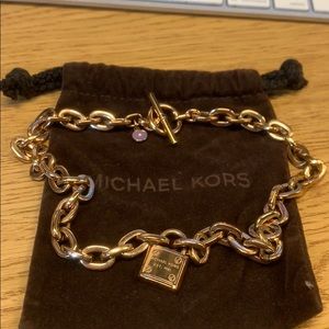 Michael Kors Toggle Logo Lock Pendant Necklace